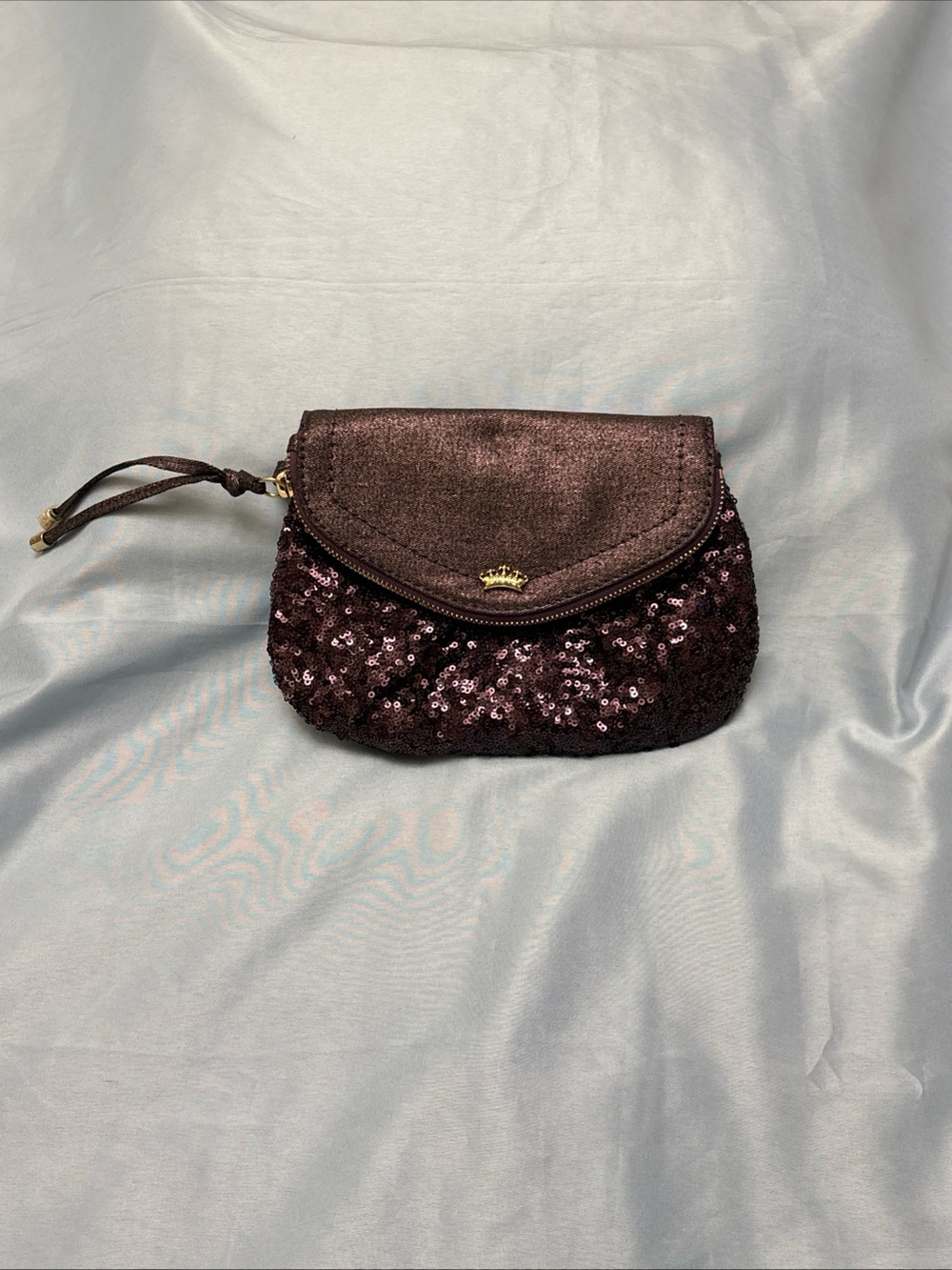 JUICY COUTURE Purple Sequin and satin Wristlet Evening Sparkle
